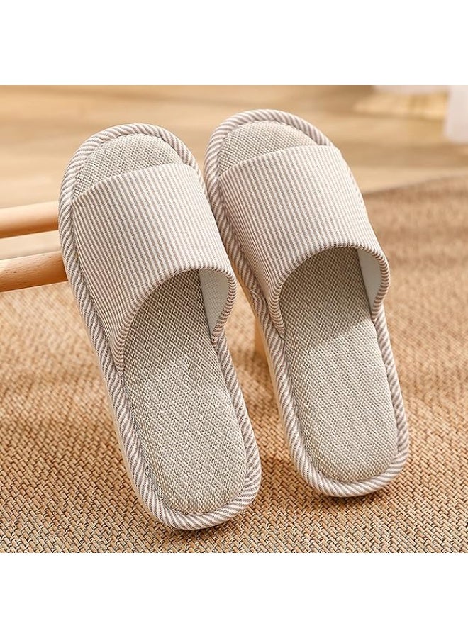 Slippers for Women Men Linen Slippers Open Toe House Shoes Summer Sandals for Indoor Outdoor Bedroom - Image 5